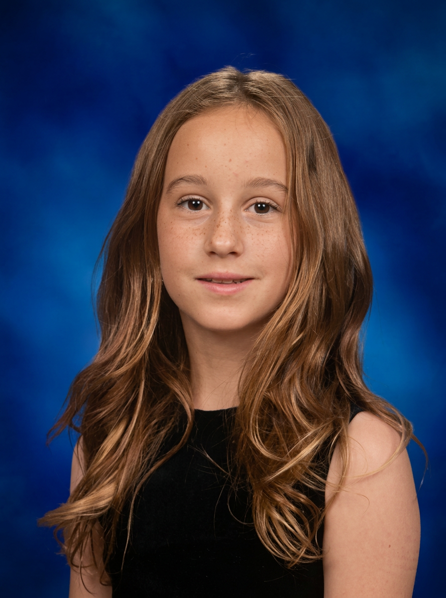 Eloise, the 5th-grade founder of GLOW, in her school portrait.